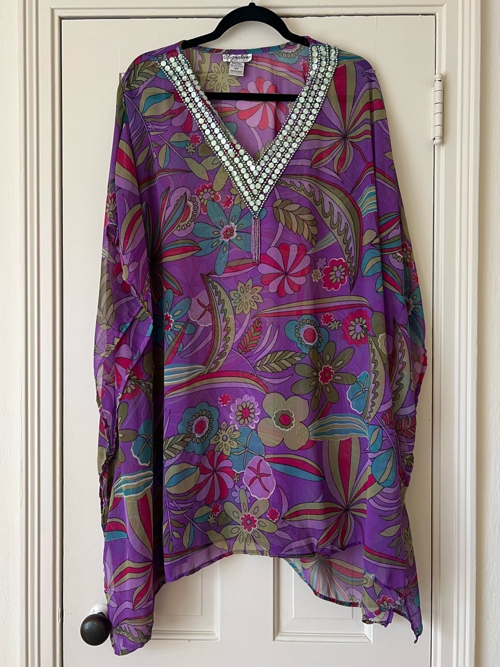 Floral Beaded Swim Cover Up